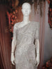 Pearl White Heavy Sequins and Beads Embroidered Design Net Party Wear Saree with Designer Border