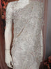 Pearl White Heavy Sequins and Beads Embroidered Design Net Party Wear Saree with Designer Border