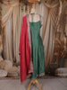 Pine Green Floral Zari Embroidered Design Silk Anarkali Salwar Suit with Contrast Dupatta