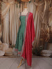 Pine Green Floral Zari Embroidered Design Silk Anarkali Salwar Suit with Contrast Dupatta