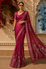 Pink Abstract Design Organza Saree