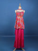 Grey And Pink Floral Printed Synthetic Sharara Set - Diadem