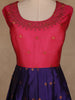 Pink And Navy Blue Woven Banarasi Silk Gown with Dupatta