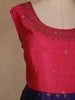 Pink And Navy Blue Woven Banarasi Silk Gown with Dupatta