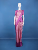 Pink And Purple Floral Motif Woven Pure Kanchipuram Silk Saree with Zari Border