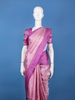 Pink And Purple Floral Motif Woven Pure Kanchipuram Silk Saree with Zari Border