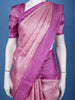 Pink And Purple Floral Motif Woven Pure Kanchipuram Silk Saree with Zari Border