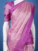 Pink And Purple Floral Motif Woven Pure Kanchipuram Silk Saree with Zari Border