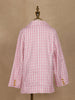 Pink And White Houndstooth Pattern Double-Breasted Blazer With Gold Buttons