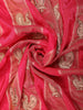 Pink Banarasi Saree with Stripes Design And Designer Border
