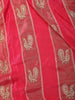 Pink Banarasi Saree with Stripes Design And Designer Border