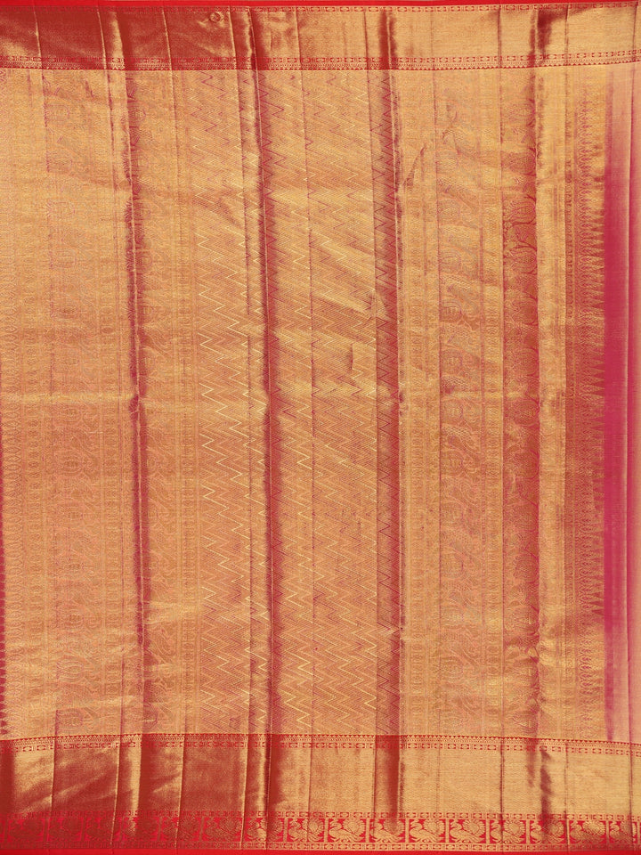 Pink Brocade Woven Pure Kanchipuram Tissue Silk Saree - Diadem