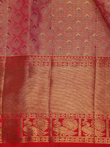 Pink Brocade Woven Pure Kanchipuram Tissue Silk Saree - Diadem