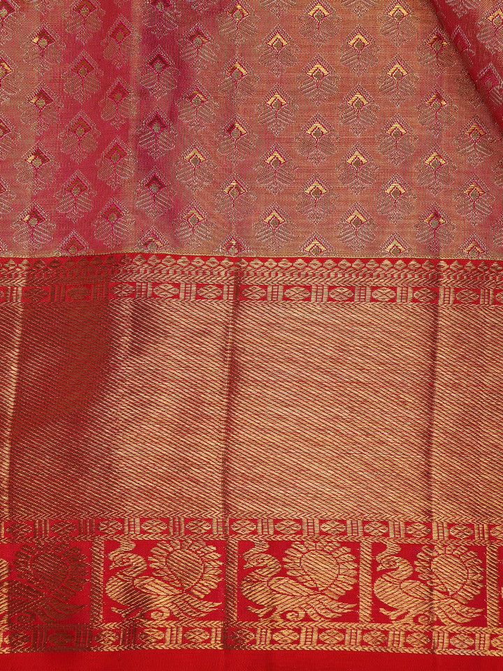 Pink Brocade Woven Pure Kanchipuram Tissue Silk Saree - Diadem