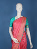 Pink Butta Woven Pure Kanchipuram Silk Saree With Contrast Teal Blue Blouse