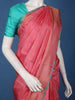Pink Butta Woven Pure Kanchipuram Silk Saree With Contrast Teal Blue Blouse