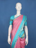 Pink Checked Design Woven Pure Kanchipuram Silk Saree With Contrast Border