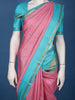 Pink Checked Design Woven Pure Kanchipuram Silk Saree With Contrast Border