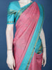 Pink Checked Design Woven Pure Kanchipuram Silk Saree With Contrast Border