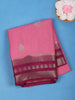 Pink Checked Mysore Silk Saree With Silver Zari Motifs And Maroon Border