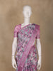 Pink Floral Abstract Design Semi Tissue Saree