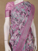 Pink Floral Abstract Design Semi Tissue Saree