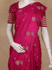 Pink Floral Butta Woven Design Semi Banarasi Silk Saree