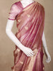 Pink Floral Butta Woven Tissue Saree with Designer Zari Border