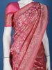 Pink Floral Design Banarasi Silk Saree - Diadem