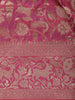 Pink Floral Design Banarasi Silk Saree - Diadem