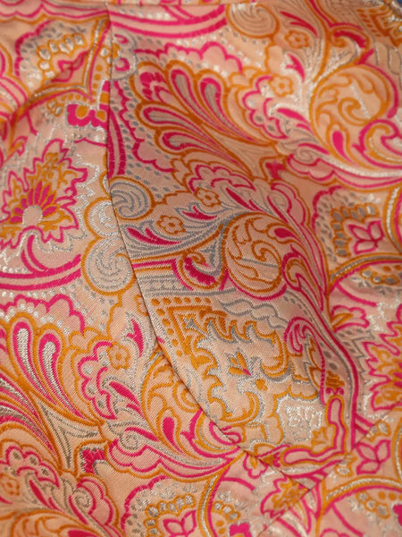 Pink Floral Design Jacquard Readymade Blouse - Diadem