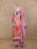 Pink Floral Design Printed Satin Salwar Suit