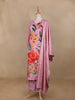 Pink Floral Design Printed Satin Salwar Suit