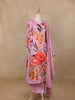 Pink Floral Design Printed Satin Salwar Suit