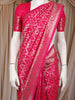 Pink Floral Design Semi Banarasi Saree