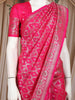 Pink Floral Design Semi Banarasi Saree
