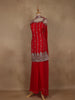 Pink Floral Design Space Silk Palazzo Suit with Dupatta
