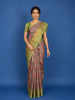 Pink Floral Designed Kora Printed Saree