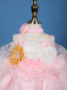 Pink Floral Embellished Satin Organza Party Frock With Oversized Rosette Design