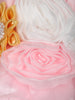 Pink Floral Embellished Satin Organza Party Frock With Oversized Rosette Design
