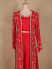 Pink Floral Embroidered Chiffon Palazzo Suit with Jacket