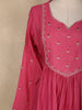 Pink Floral Embroidered Cotton Salwar Suit with Dupatta