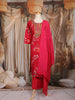 Pink Floral Embroidered Design Cotton Straight Cut Salwar Suit with Dupatta