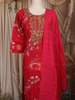 Pink Floral Embroidered Design Cotton Straight Cut Salwar Suit with Dupatta