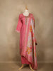 Pink Floral Embroidered Design Tissue Salwar Suit