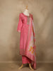 Pink Floral Embroidered Design Tissue Salwar Suit