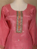 Pink Floral Embroidered Design Tissue Salwar Suit