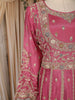 Pink Floral Embroidered Chiffon Anarkali Salwar Suit