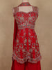 Pink Floral Embroidered Georgette Palazzo Suit with Dupatta