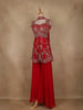 Pink Floral Embroidered Georgette Palazzo Suit with Dupatta